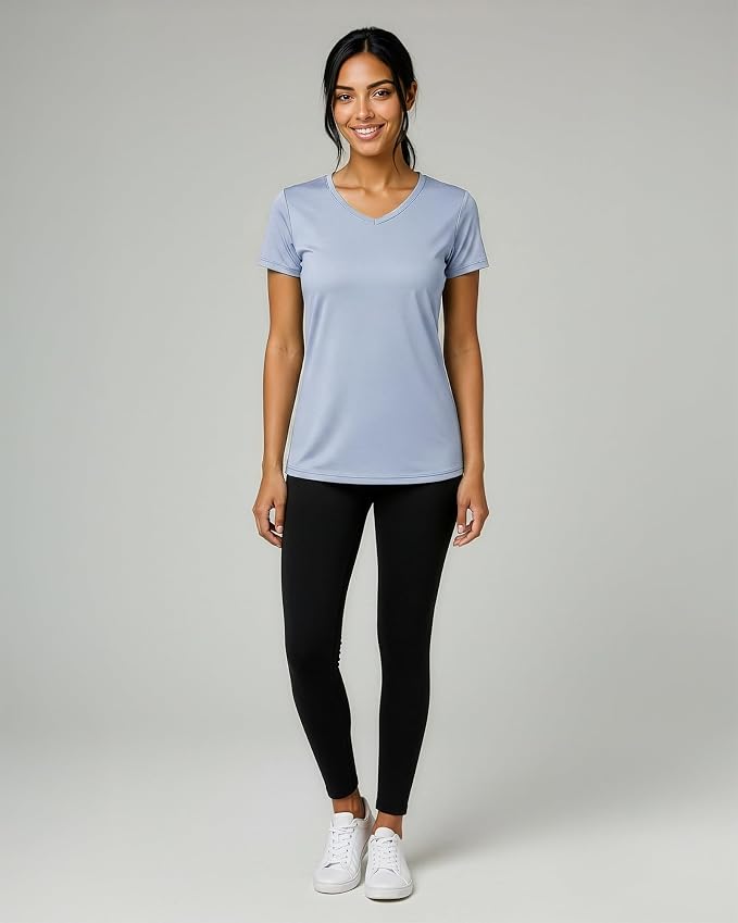 5 Pack Women's Dry Fit V Neck Workout Tops T Shirts Athletic Gym Yoga Tees | Available In Plus Size, Cooling Moisture-Wicking, Short Sleeve, Quick-Dry, Fitness, Stretch, Exercise, Running, Hiking - Image 6