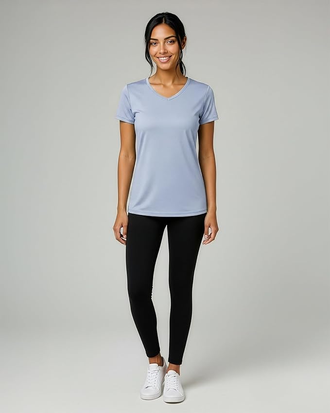 5 Pack Women's Dry Fit V Neck Workout Tops T Shirts Athletic Gym Yoga Tees | Available In Plus Size, Cooling Moisture-Wicking, Short Sleeve, Quick-Dry, Fitness, Stretch, Exercise, Running, Hiking - Image 6