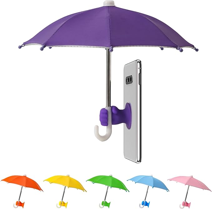 Phone Umbrella Stand, Sun Shade Mini Umbrella for Cell Phone with Adjustable Fist Style Suction Cup, Universal Anti-Glare Sun Visor for Outdoor by Harewu