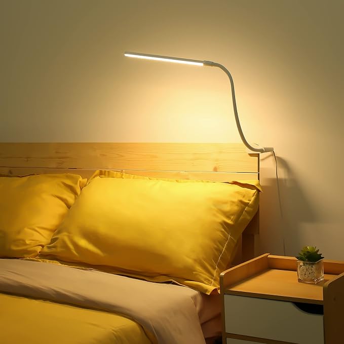 Lepro Small Desk Lamp with Clamp, LED Reading Lamps, 460LM, 5W, White | 3 Color Modes 10 Brightness, Dimmable USB Clip on Desk Light with Gooseneck Swing Arm for Nail, Home Office and Dorm - Image 9