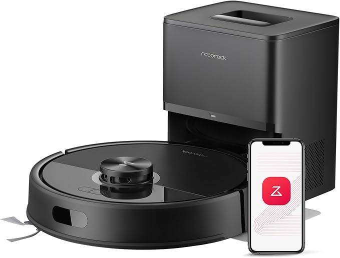 roborock Q7 M5+ Robot Vacuum and Mop, Up to 7-9 Weeks Self-Empty, 10000Pa | Upgraded from Q5 Max+, Dual Anti-Tangle System for Pet Hair & Carpet, PreciSense LiDAR Navigation, App Control, Black by Unknown