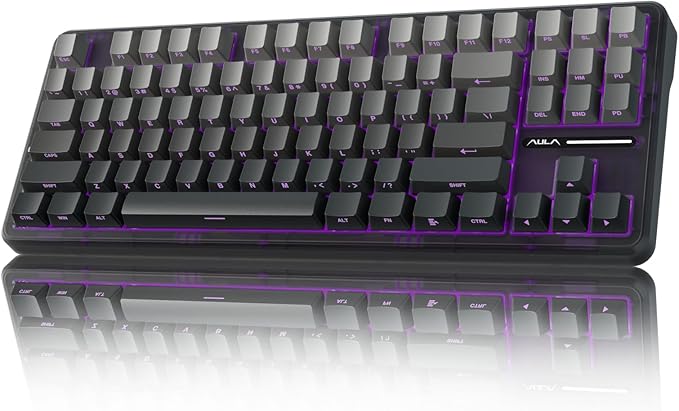 AULA F87 Pro Wireless Mechanical Keyboard,Tri-Mode BT5.0/2.4GHz/USB-C Hot Swappable Custom Keyboard,Pre-lubed Switches,Side Printed PBT Keycaps,75% TKL RGB Backlit Gaming Keyboards by AULA