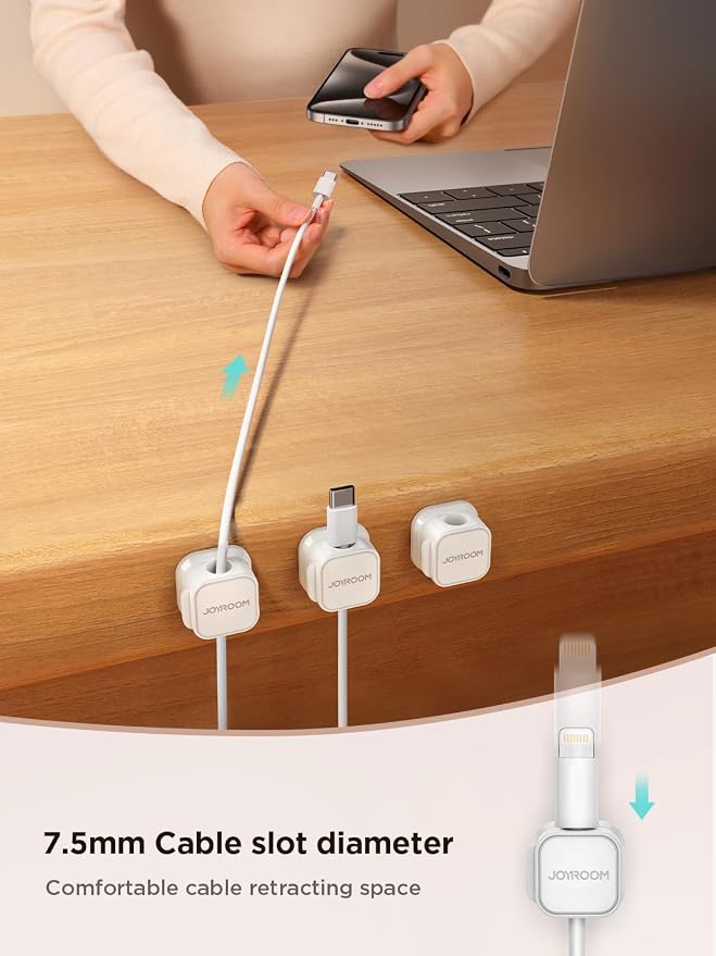 JOYROOM 12 Pack Magnetic Cable Clips, Cord Organizer Adhesive Wire Holder | Home Nightstand Office Desk Accessories, Car Wall Organization, Phone Charger Cord Holder Management, Cable Smooth Adjustable - Image 3