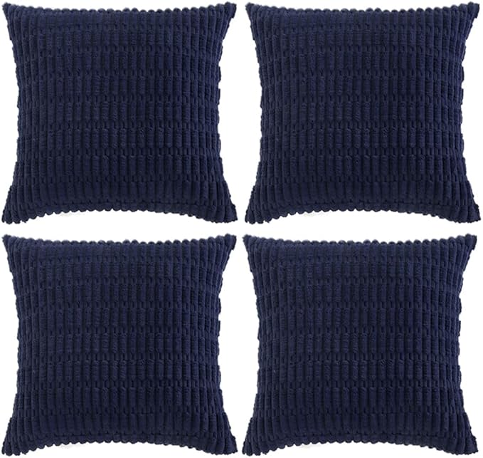 Fancy Homi 4 Packs Decorative Throw Pillow Covers for Living Room Couch Bed, Modern Farmhouse Boho Home Décor Accent Cushion Case, 16" x 16", Navy Blue by Fancy+Homi