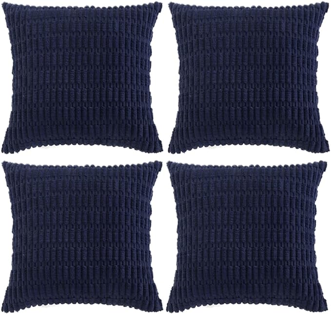 Fancy Homi 4 Packs Decorative Throw Pillow Covers for Living Room Couch Bed, Modern Farmhouse Boho Home Décor Accent Cushion Case, 24" x 24", Navy Blue by Fancy+Homi