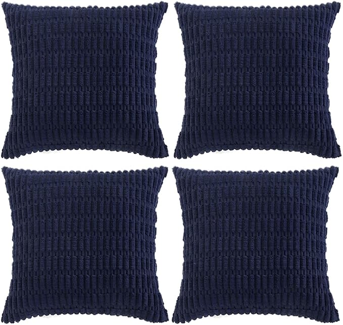 Fancy Homi 4 Packs Decorative Throw Pillow Covers for Living Room Couch Bed, Modern Farmhouse Boho Home Décor Accent Cushion Case, 20" x 20", Navy Blue by Fancy+Homi