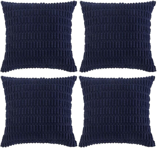 Fancy Homi 4 Packs Decorative Throw Pillow Covers for Living Room Couch Bed, Modern Farmhouse Boho Home Décor Accent Cushion Case, 18" x 18", Navy Blue by Fancy+Homi