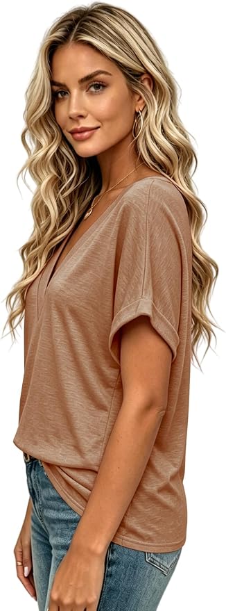 T Shirts Short Sleeve V Neck Tees Womens Tops Beach Vacation Fashion Clothes 2026 Casual Summer Spring Fall Outfits - Image 3