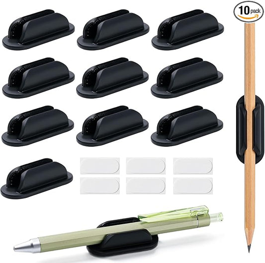 10 Pack Adhesive Pencil Holders for Desk,Silicone Flexible Pen Holder for Wall, Office, School,Home,Classroom Must Haves,Teacher Supplies Accessories,Desk Organizer,Small Gift Back to school by UEHSNI