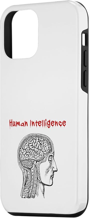 Human Intelligence (Anti Ai Statement & Head Graphic) Case for iPhone 12 mini - Image 2