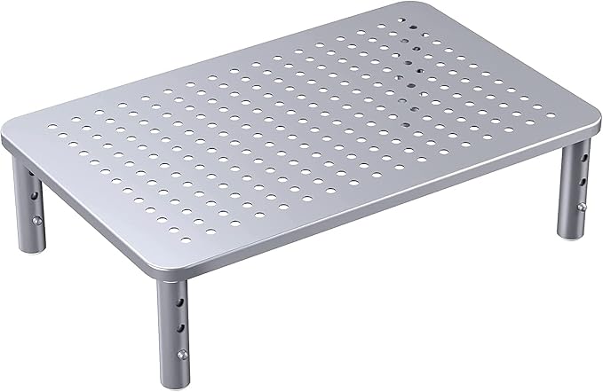 HUANUO Monitor Riser - 3 Height Adjustable Stand for Laptop, Computer, iMac, PC, Printer, Desktop Ergonomic Metal Monitor Riser with Mesh Platform by HUANUO
