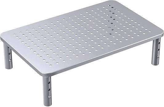 HUANUO Monitor Riser - 3 Height Adjustable Stand for Laptop, Computer, iMac, PC, Printer, Desktop Ergonomic Metal Monitor Riser with Mesh Platform by HUANUO
