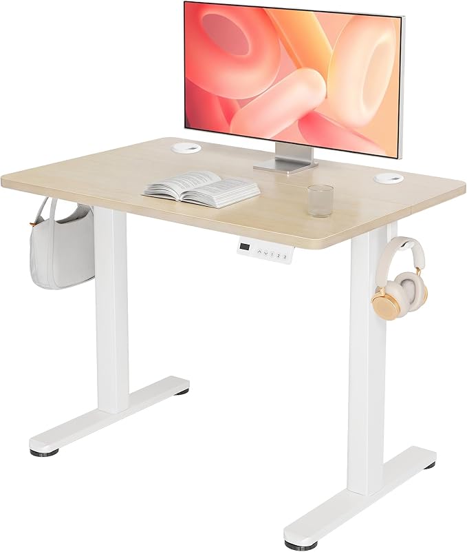 YDN 32 x 19 Inch Nature Electric Standing Desk | Adjustable Height, Sit Stand, Cable Management, Ergonomic, Home Office by YDN
