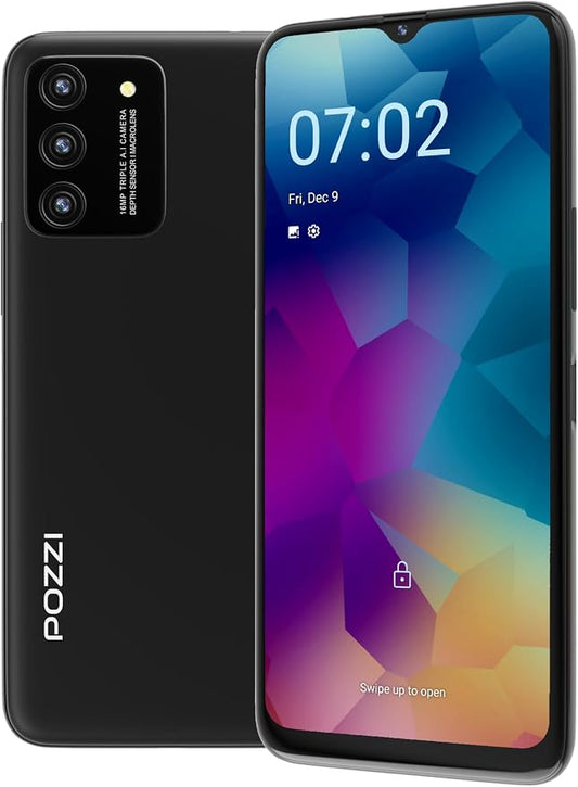 POZZI NEO 1, Unlocked Android Cell Phone for Kids and Seniors, 6.57 inch HD+ Display, 4GB RAM + 64GB, 5000mAh Battery, Dual SIM 4G LTE Smartphone, 16MP Triple AI Camera, Black, T-Mobile by POZZI