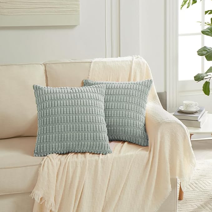 Fancy Homi 4 Packs Decorative Throw Pillow Covers for Living Room Couch Bed, Modern Farmhouse Boho Home Décor Accent Cushion Case, 20" x 20", Grey Blue - Image 7
