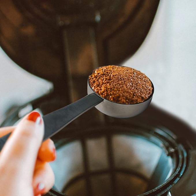 2-in-1 Coffee Scoops, 304 Stainless Steel Tablespoon Measure Spoon, with Pressed Bottom for Coffee Bean Press Coffee Grinding Pressing（Silver15 ml） - Image 2