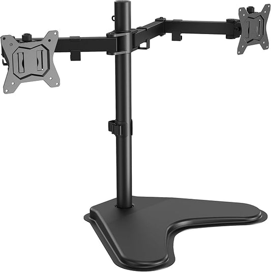 ErGear Freestanding Dual Monitor Stand for 2 Screens up to 32 inch, Heavy Duty Monitor Mount Holds Max 17.6 lbs per Arm, Height Adjustable Gaming Monitor Stand for Desk, VESA 75x75/ 100x100mm, Black by ErGear