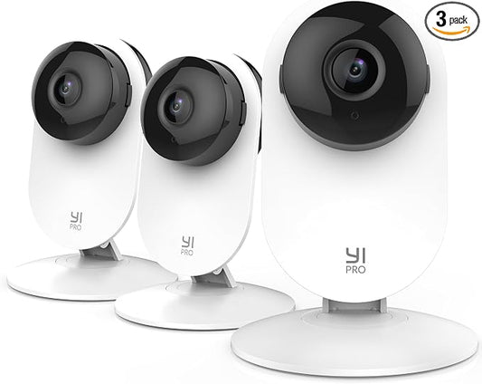 YI Pro 2K 3PC Home Security Camera, 2.4GHz Indoor Cameras for Home Security with Person, Vehicle, Animal Smart Detection, Phone App for Baby, Pet, Dog Monitoring, Works with Alexa and Google Assistant by YI