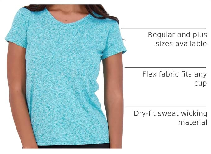 5 Pack Women's Dry Fit V Neck Workout Tops T Shirts Athletic Gym Yoga Tees | Available In Plus Size, Cooling Moisture-Wicking, Short Sleeve, Quick-Dry, Fitness, Stretch, Exercise, Running, Hiking - Image 4