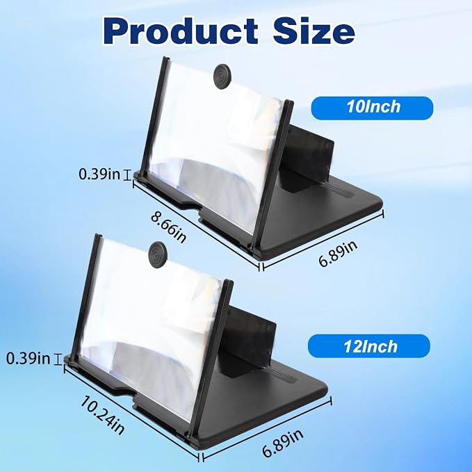 Smartphone Screen Magnifier, 3D HD Mobile Phone Magnifier Projector Screen Enlarger for Movies, Videos, and Gaming, Foldable Cell Phone Stand with Screen Amplifier, Supports All Smartphones (12Inch) - Image 7
