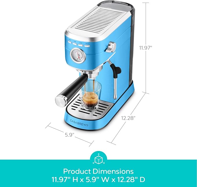 CASABREWS CM5418 Espresso Machine, Espresso Coffee Maker with Steam Wand | Stainless Steel, 20-Bar Pump, Built-in Pressure Gauge, Powerful Steam Wand for Cappuccino Latte for Home, 34oz Water Tank - Image 7