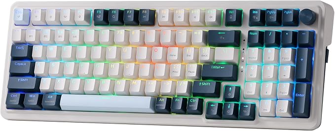 Redragon K686 PRO Wireless RGB Gasket Gaming Mechanical Keyboard, Easy Knob | Multi-Function Control Wheel, 0-Delay Tri-Mode, Cushioned 5-Layer Noise Dampening for Creamy Thocky Sound, Practical 98 Keys by REDRAGON
