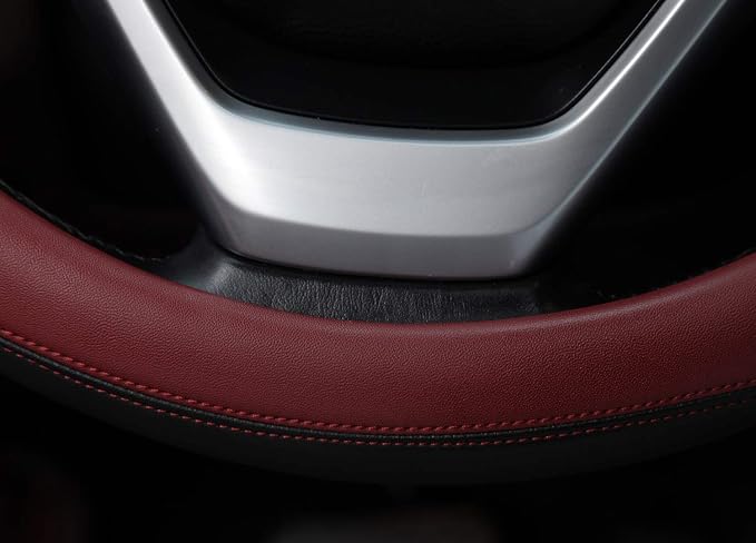 Valleycomfy Microfiber Leather Steering Wheel Cover Large-Size for F150 F250 F350 Ram 4Runner Tacoma Tundra Range Rover Model S X with 15 1/2 inches-16 inches Outer Diameter (Wine Red) - Image 3
