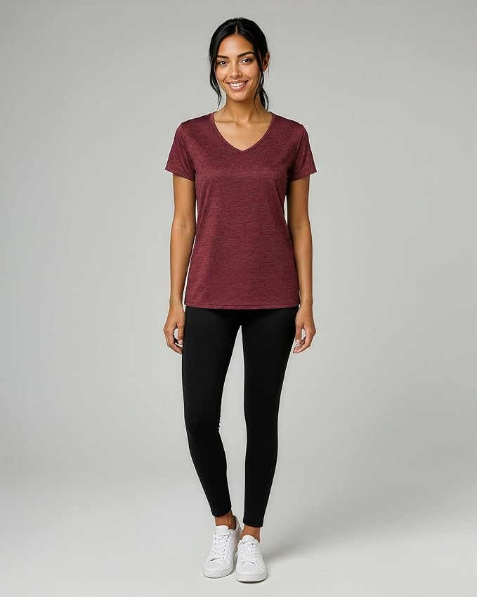 5 Pack Women's Dry Fit V Neck Workout Tops T Shirts Athletic Gym Yoga Tees | Available In Plus Size, Cooling Moisture-Wicking, Short Sleeve, Quick-Dry, Fitness, Stretch, Exercise, Running, Hiking - Image 7