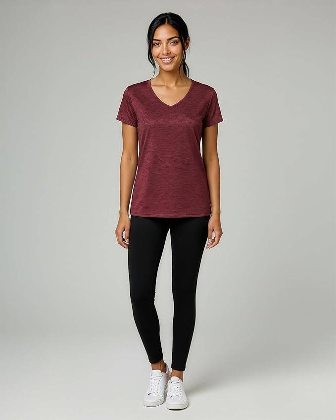 5 Pack Women's Dry Fit V Neck Workout Tops T Shirts Athletic Gym Yoga Tees | Available In Plus Size, Cooling Moisture-Wicking, Short Sleeve, Quick-Dry, Fitness, Stretch, Exercise, Running, Hiking - Image 7