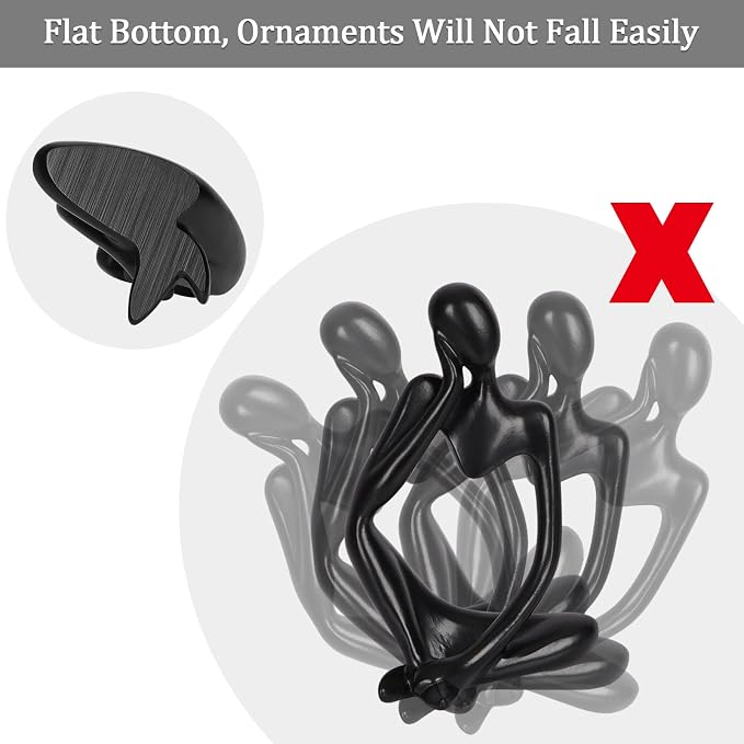 Sandstone Resin Thinker Style Abstract Sculpture Statue Collectible Figurines Home Office Bookshelf Desktop Decor (Small Black, Left) - Image 5