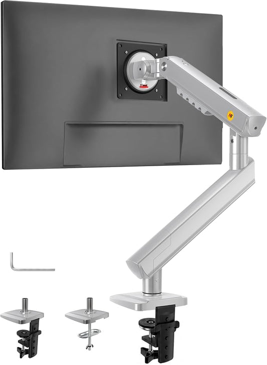 NB SmooVex™ Single Computer Monitor Mount, Monitor Stand fits up to 32 Inch, Mechanical Spring Monitor Arm, VESA 75/100 mm, Model-A5 (Silver) by NBERGONOMIC