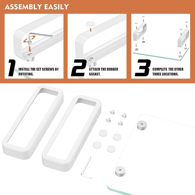 Hemudu 2 Pack Computer Monitor Stand Riser Multi Media Desktop Stand for Flat Screen LCD LED TV, Laptop/Notebook, with Tempered Glass and Metal Legs,HD02T-201 - Image 7