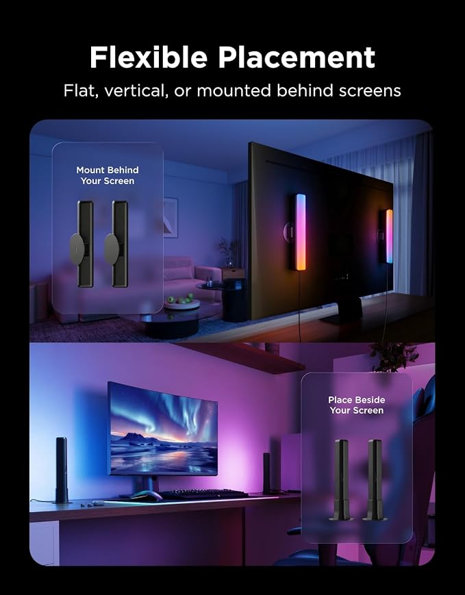 Govee Smart Light Bar, RGBICWW TV Lights for Living Room, Gaming, Black | Compatible with SmartThings, Matter, Alexa, LED Light Bar with Scene and Music Modes for Living Room, Gaming, PC, App Control - Image 6