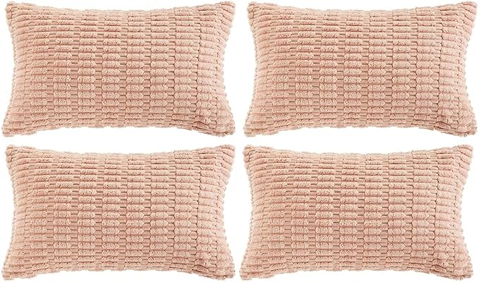 Fancy Homi 4 Packs Decorative Throw Pillow Covers for Living Room Couch Bed, Modern Farmhouse Boho Home Décor Accent Cushion Case, 20" x 12", Blush Pink by Fancy+Homi