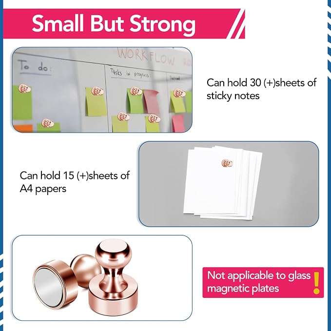 LOVIMAG Fridge Magnets 18Pcs for Refrigerator Whiteboard, Rose Gold | Small Strong Neodymium Metal Cute Push Pin for Classroom, Kitchen, Accessories Decorative, Office, Calendar - Image 5