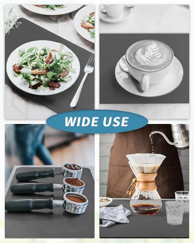 AMOAMI Coffee Mat Dish Drying Mat for Kitchen Counter-Bar Accessories, Hide Stain, Rubber Backed, Absorbent, Fit Under Coffee Maker, Espresso Machine, Pot, Dish Rack, 12"x19", Dark Grey - Image 6