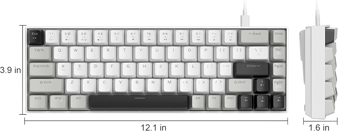 MageGee Portable 60% Mechanical Gaming Keyboard, MK-Box LED White Backlit Compact 68 Keys Mini Wired Office Keyboard with Red Switch for Windows Laptop PC Mac - Grey - Image 8