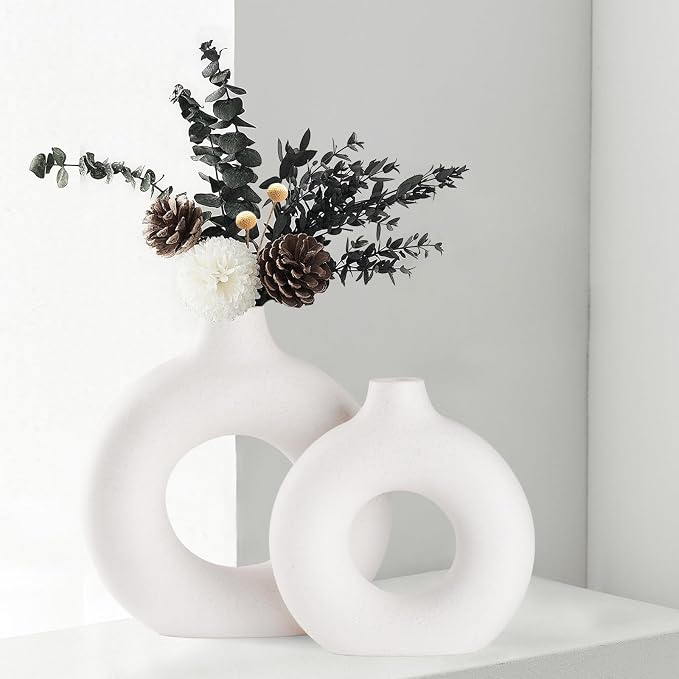 CEMABT Vases for Pampas Grass,Creative Vase Modern Home Decor,Handmade Vase White Ceramic Dried Flowers Crafts Ornaments for Office Home Deco Decoration by CEMABT