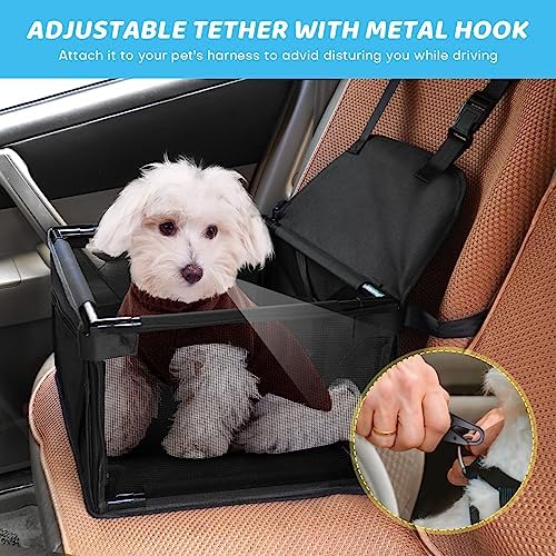 GENORTH Small Dog Car Seats for Small Dogs,Portable Puppy/Pet Car Booster Seat with Clip-On Leash and Mesh Window for Small Pet Up to 11 lbs - Image 3