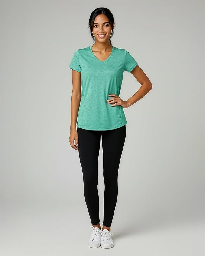 5 Pack Women's Dry Fit V Neck Workout Tops T Shirts Athletic Gym Yoga Tees | Available In Plus Size, Cooling Moisture-Wicking, Short Sleeve, Quick-Dry, Fitness, Stretch, Exercise, Running, Hiking - Image 3