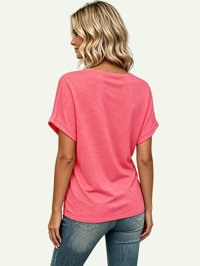 T Shirts Short Sleeve V Neck Tees Womens Tops Beach Vacation Fashion Clothes 2026 Casual Summer Spring Fall Outfits - Image 4