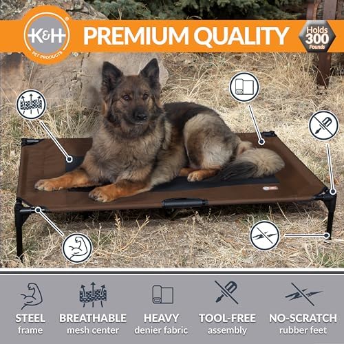 K&H Outdoor Elevated Dog Bed for Large & X-Large Pets, Chocolate, 50x32in - Image 2