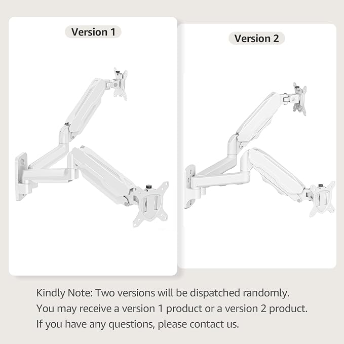 MOUNT PRO Dual Monitor Wall Mount for 13 to 32 Inch Computer Screens, Gas Spring Wall Monitor Arm for 2 Monitors, Each Holds Up to 19.8lbs, Adjustable Wall Monitor Mount with VESA 75x75/100x100, White - Image 8