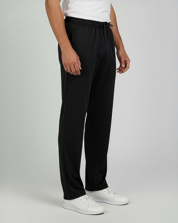 3 Pack Men's Mesh Open Bottom Sweatpants Active Athletic Workout Gym Pocket | Available in Big & Tall, Uncuffed, Elastic Waistband, Drawstring, Straight Leg, Running, Jogging, Exercise, Training, Sports - Image 5