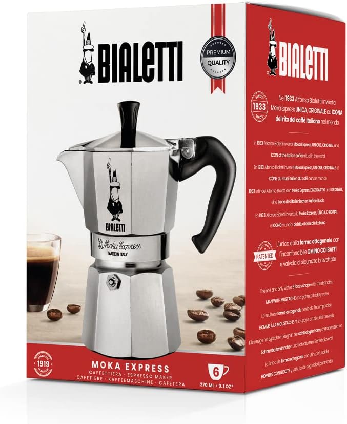 Bialetti Moka Express Iconic Italian Stovetop Espresso Maker (Natural Silver, 6 Cups) - Image 6