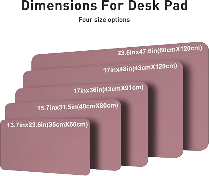 Aothia Faux Leather Desk Mat – Large Mouse Pad, Non-Slip PU Leather Blotter, Waterproof Writing Surface for Office and Home (Dark Pink, 47.2" x 23.6") - Image 5