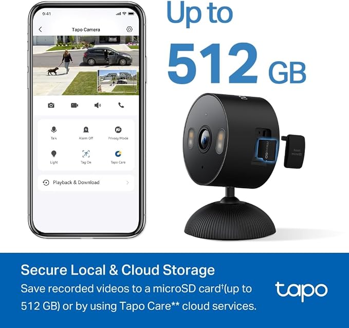 Tapo 1080p Indoor/Outdoor Security Camera - Free Person/Motion/Baby Cry Detection, Color Night Vision, IP65 Weatherproof, SD/Cloud Storage, Works w/Alexa & Google Home HybridCam, Black - Image 5