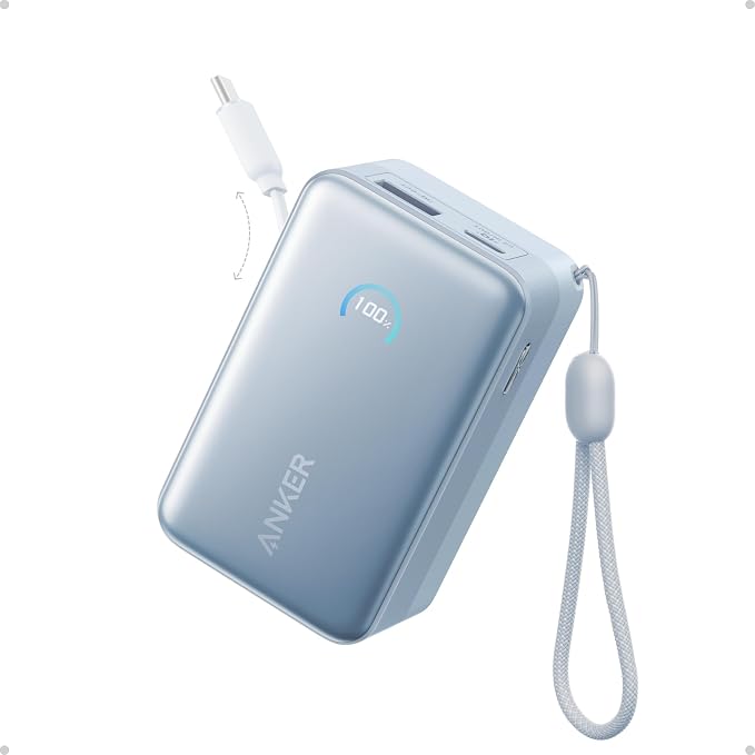Anker Nano Power Bank, 45W 10,000mAh Portable Charger, iPhone Battery Pack | Built-In Retractable USB-C Cable, for iPhone 17 / 16 Series, iPad, Galaxy, Pixel, and More, Compact Travel Design by Unknown