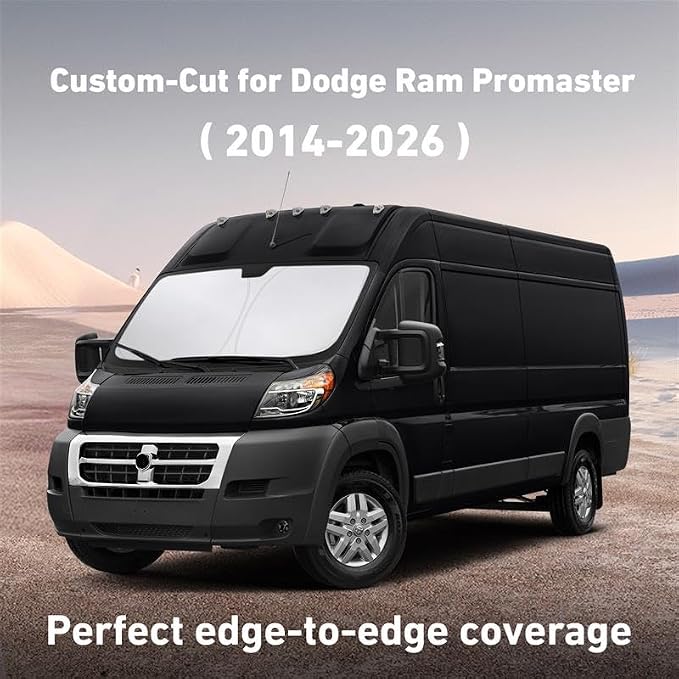 EcoNour Windshield Sunshade Compatible for Dodge RAM Promaster 2014-2024 2025 2026, Sun Visor for Front Windshield & Window Sun Shade Cover, UV Heat Blocker & Protector, Car Accessories - Image 2