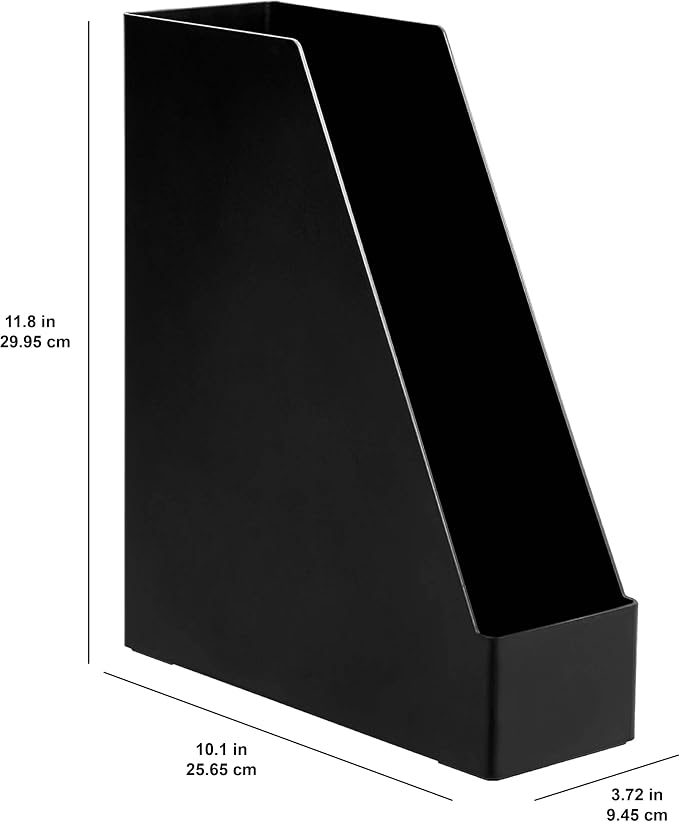 Amazon Basics Plastic Desk Organizer Magazine Rack and File Holder, Black, 2-Pack - Image 3